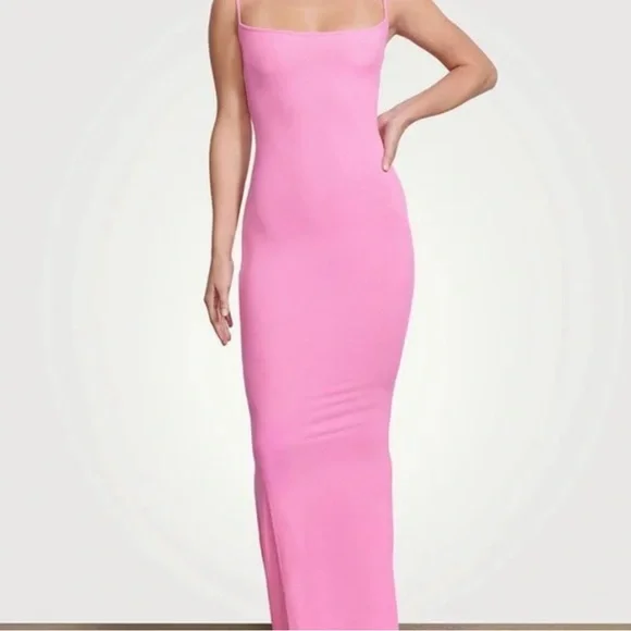 strapless open back dress Kintsugi Pink  100% Silk Charmeuse Midi Slip Dress